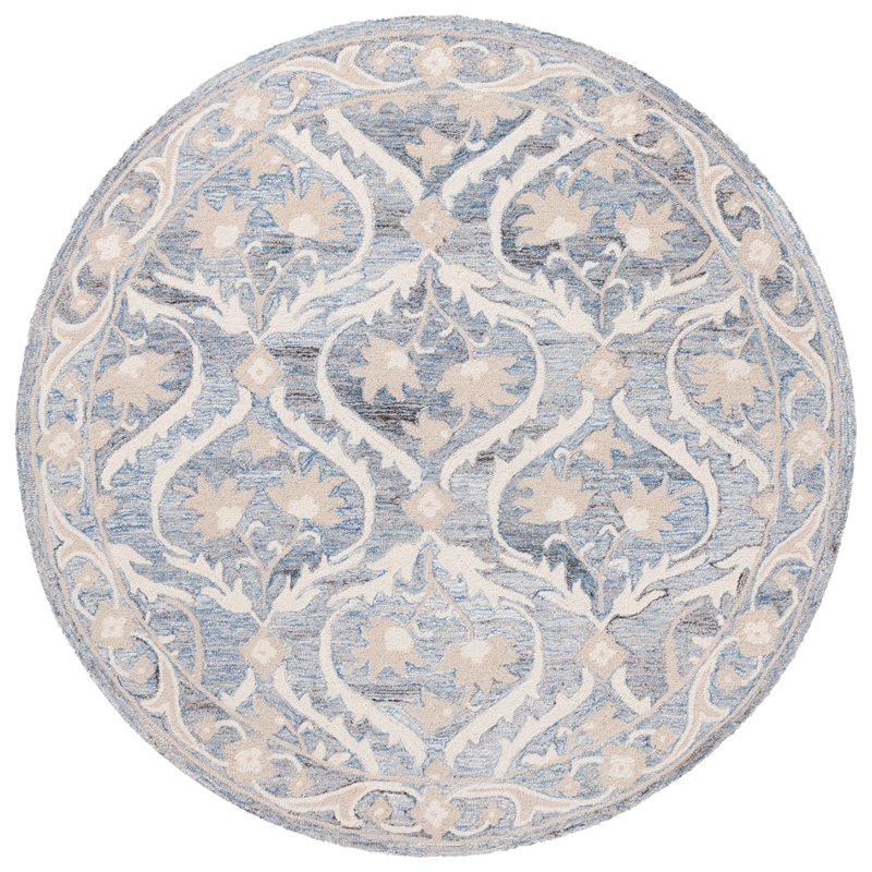 Safavieh Blossom 6' X 6' Wool Hand Tufted Rug in Blue / Ivory