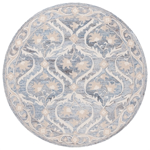 Safavieh Blossom 6' X 6' Wool Hand Tufted Rug in Blue / Ivory