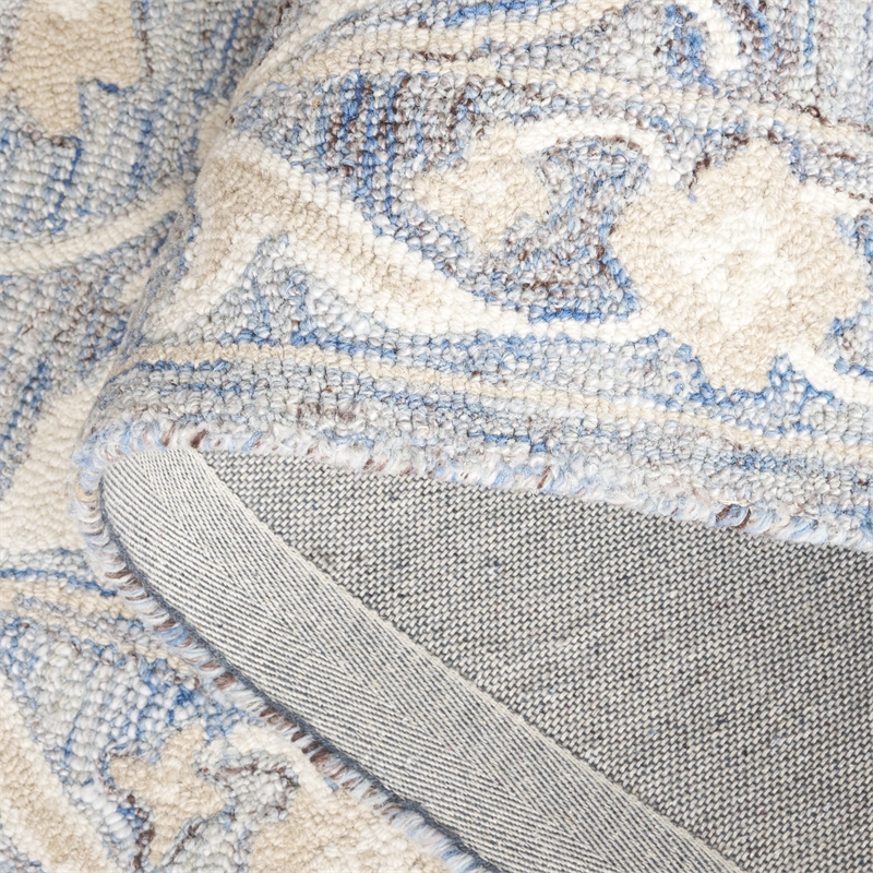 Safavieh Blossom 6' X 6' Square Wool Hand Tufted Rug in Blue / Ivory