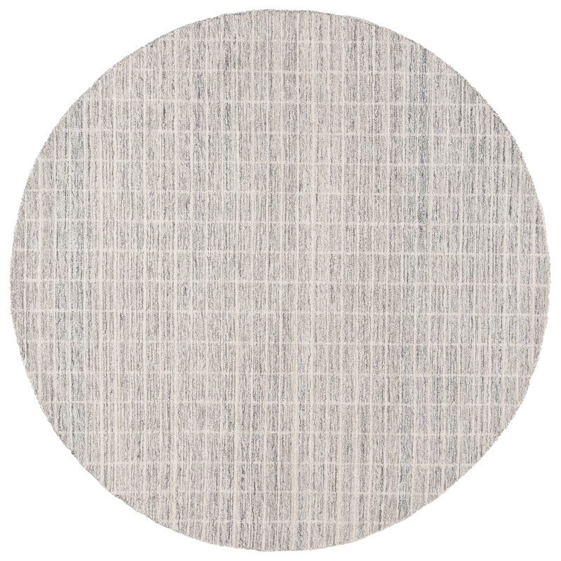 Safavieh Ebony 6' X 6' Round Wool Hand Tufted Rug in Gray / Ivory