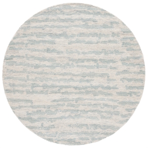 Safavieh Ebony 6' X 6' Round Wool Hand Tufted Rug in Ivory / Light Blue