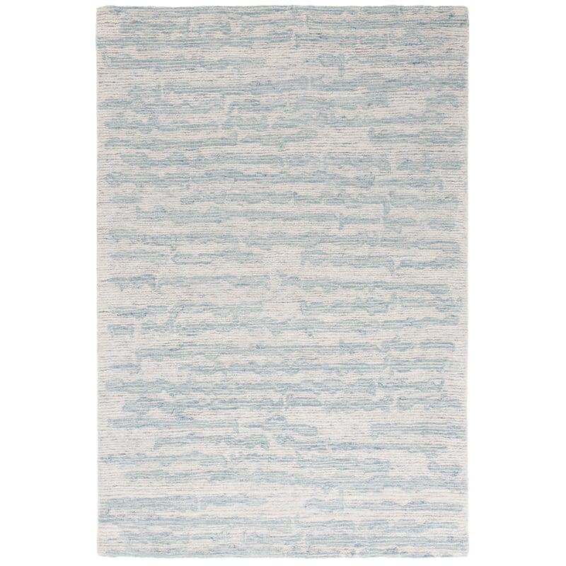 Safavieh Ebony 6' X 6' Square Wool Hand Tufted Rug in Ivory / Light Blue