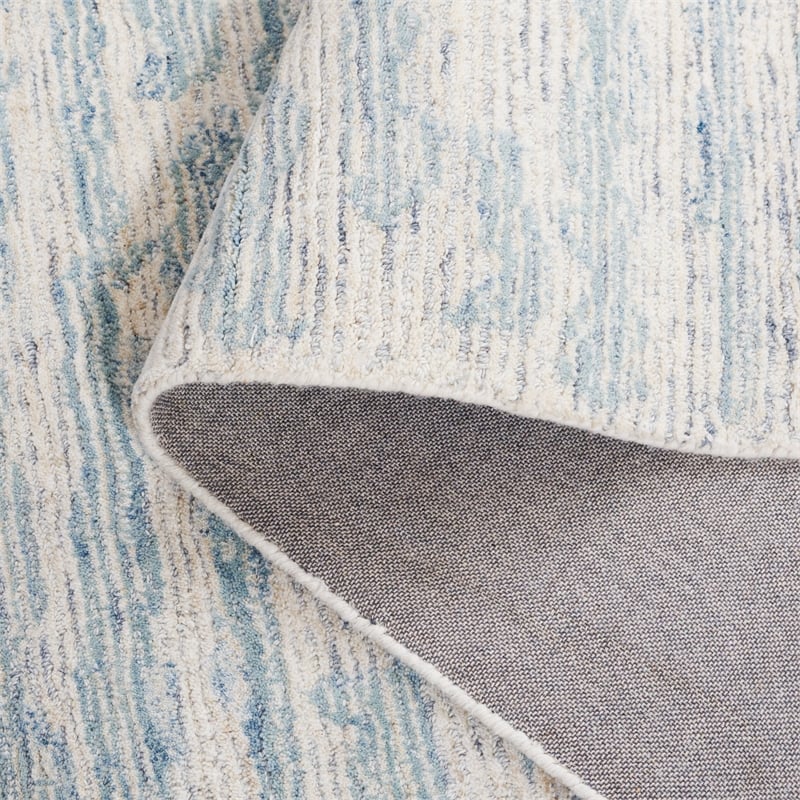 Safavieh Ebony 6' X 6' Square Wool Hand Tufted Rug in Ivory / Light Blue