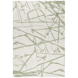 Safavieh Ebony 6' X 6' Square Wool Hand Tufted Rug in Ivory / Green