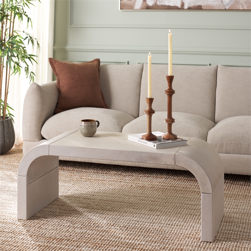Safavieh Liasonya Wood Curved Coffee Table in White
