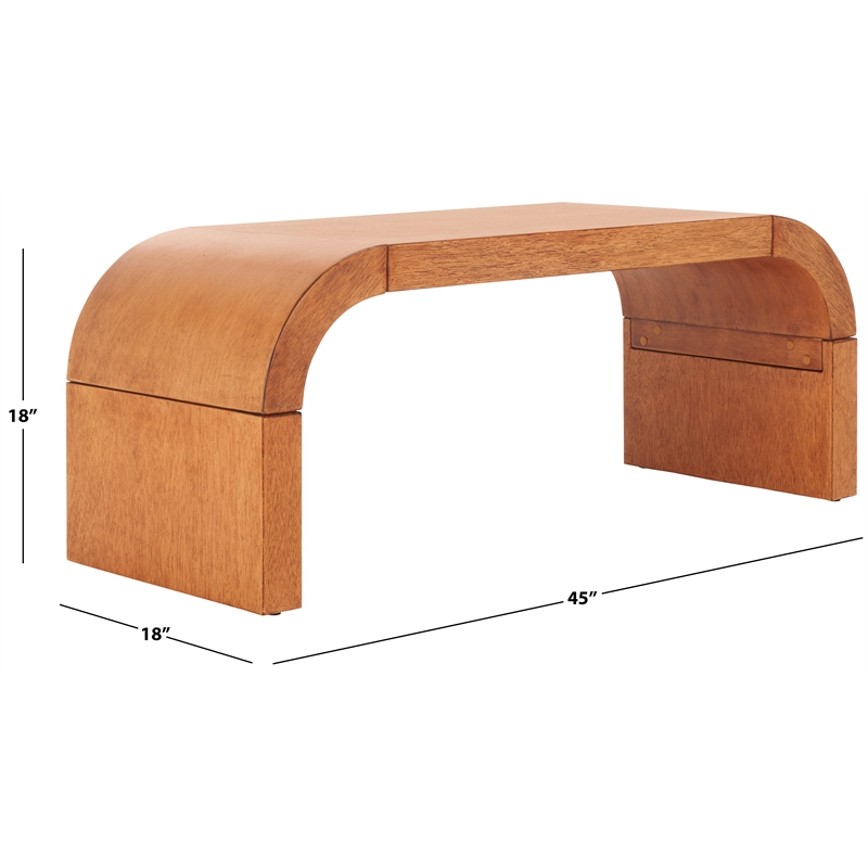 Safavieh Liasonya Wood Curved Coffee Table in Natural