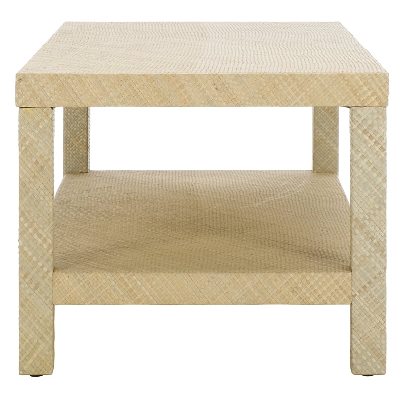 Safavieh Apis Raffia Wood 2 Shelf Coffee Table in Natural