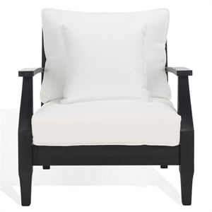 Safavieh Martinique Wood Patio Armchair in Black / White