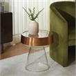 Safavieh Szabo Round Iron and Glass Accent Table in Gold / Clear