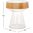 Safavieh Szabo Round Iron and Glass Accent Table in Gold / Clear