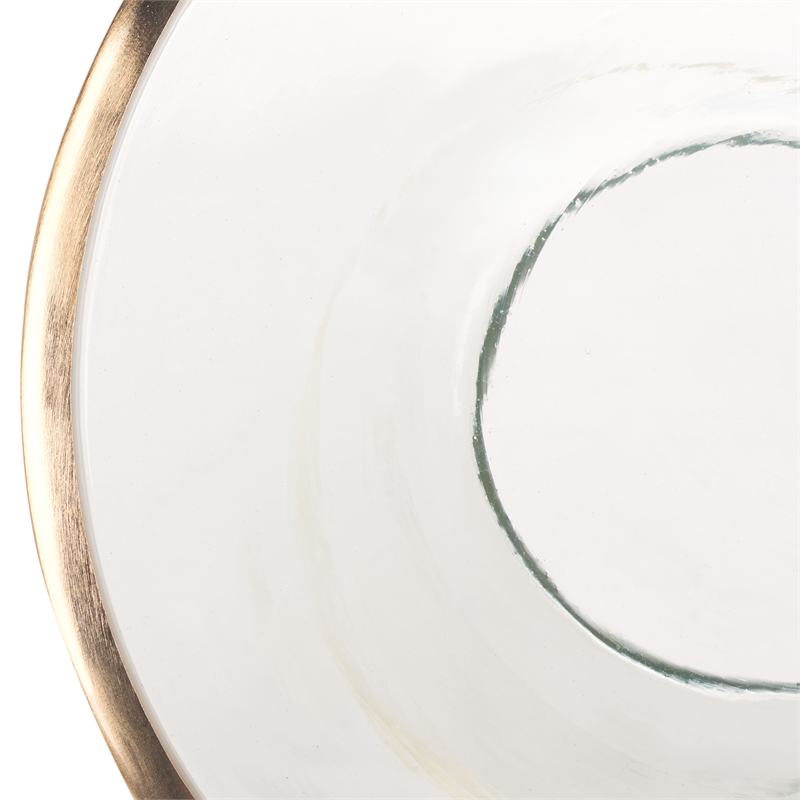 Safavieh Szabo Round Iron and Glass Accent Table in Gold / Clear