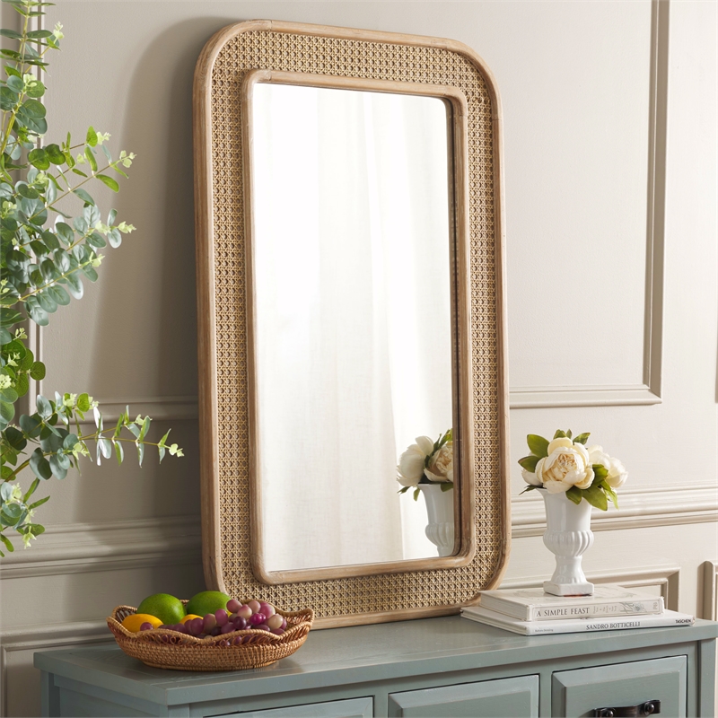 Safavieh Alessa Wood and Iron Mirror in Natural