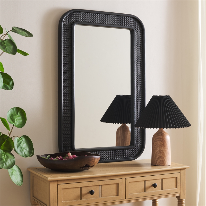 Safavieh Alessa Wood and Iron Mirror in Black
