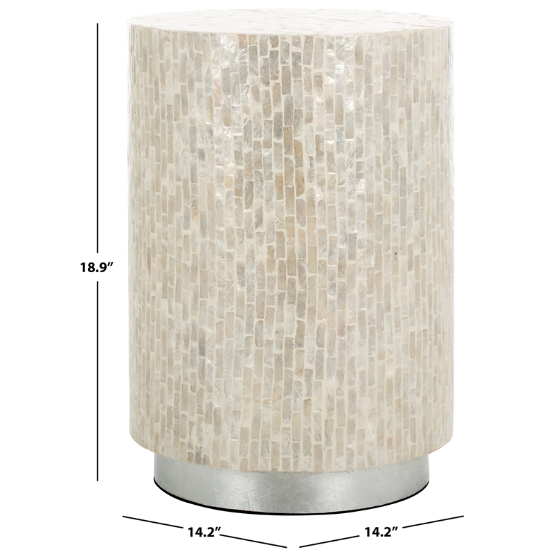 Safavieh Scarlett Round Solid Wood Accent Table in Natural / Silver