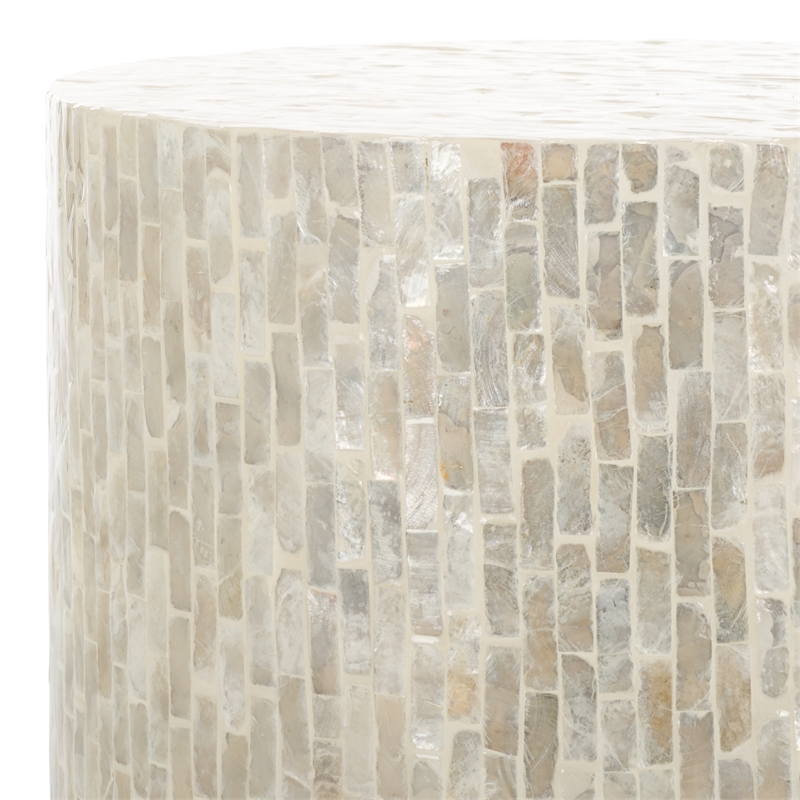 Safavieh Scarlett Round Solid Wood Accent Table in Natural / Silver