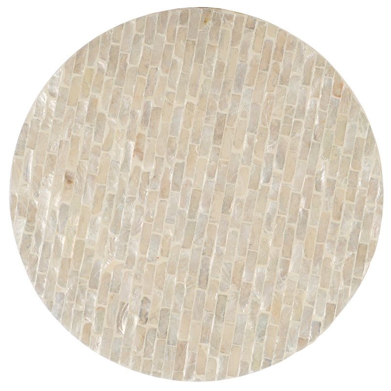 Safavieh Scarlett Round Solid Wood Accent Table in Natural / Silver
