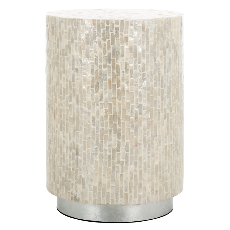 Safavieh Scarlett Round Solid Wood Accent Table in Natural / Silver