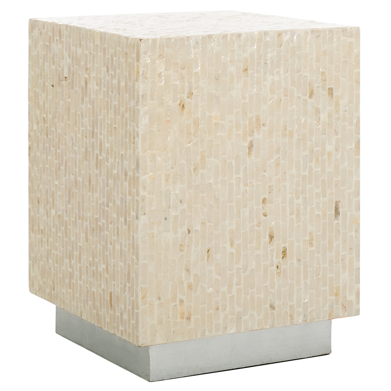 Safavieh Scarlett Square Solid Wood Accent Table in Natural / Silver