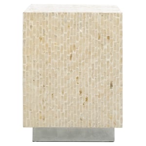Safavieh Scarlett Square Solid Wood Accent Table in Natural / Silver