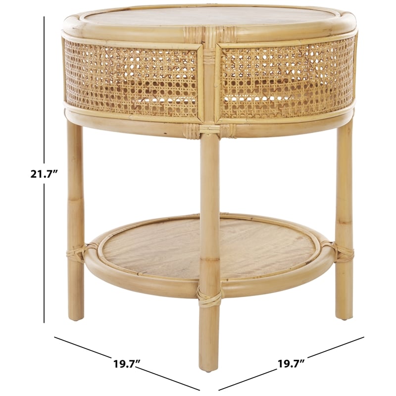 Safavieh Arvid Round Wood Accent Table in Natural