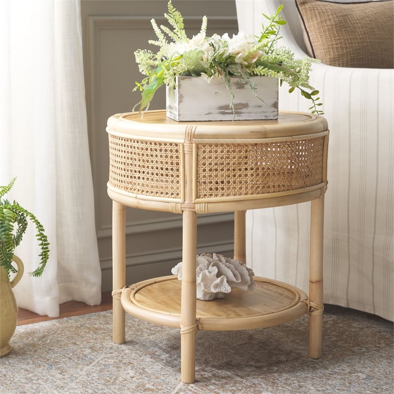 Safavieh Arvid Round Wood Accent Table in Natural