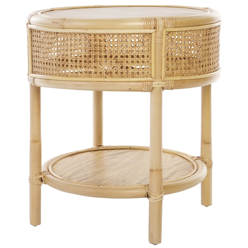 Safavieh Arvid Round Wood Accent Table in Natural