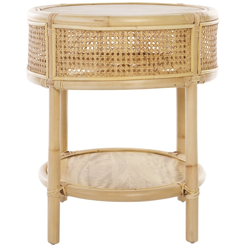 Safavieh Arvid Round Wood Accent Table in Natural
