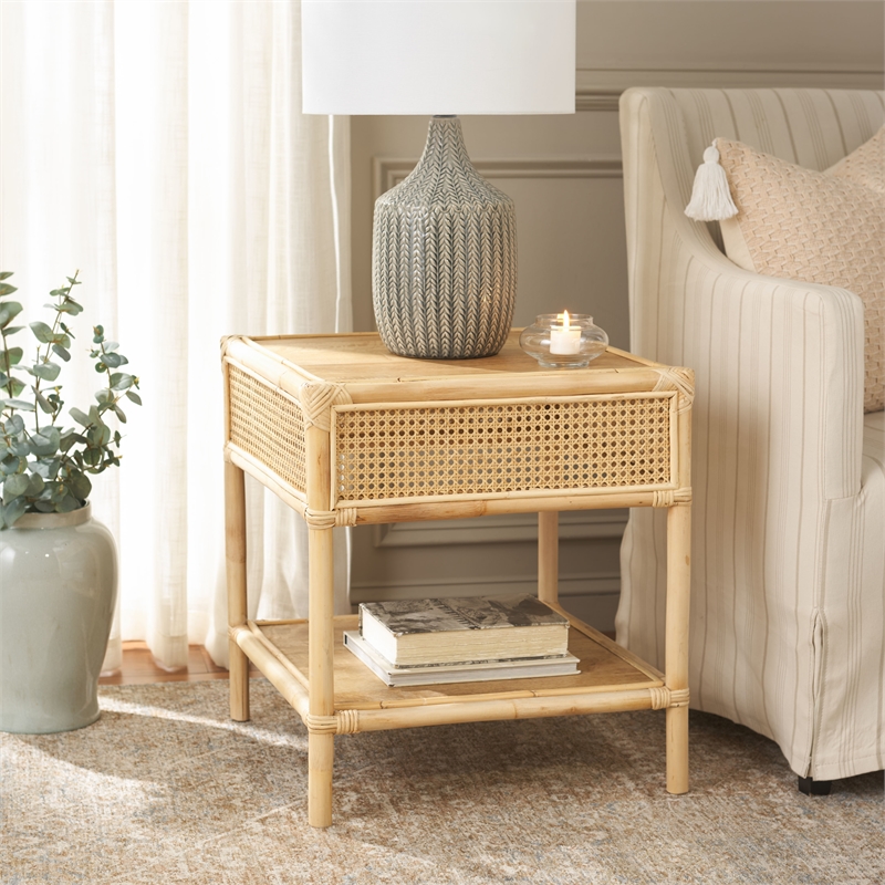 Safavieh Arvid Square Wood Accent Table in Natural