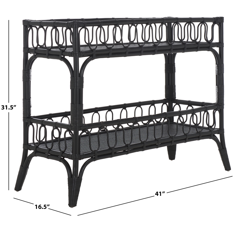 Safavieh Isaiah Rattan 2 Tier Storage Unit in Black