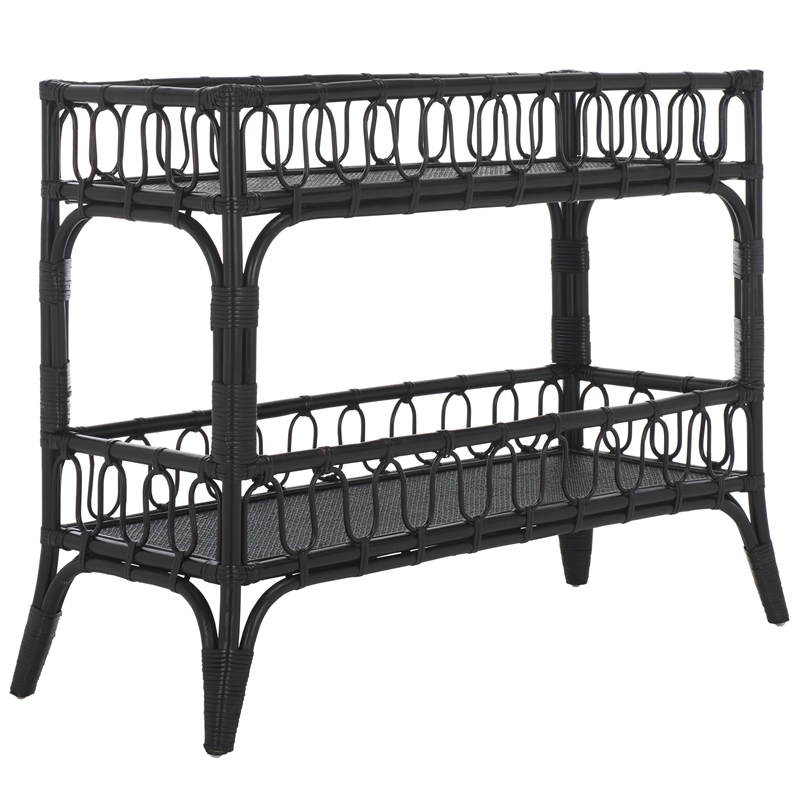 Safavieh Isaiah Rattan 2 Tier Storage Unit in Black
