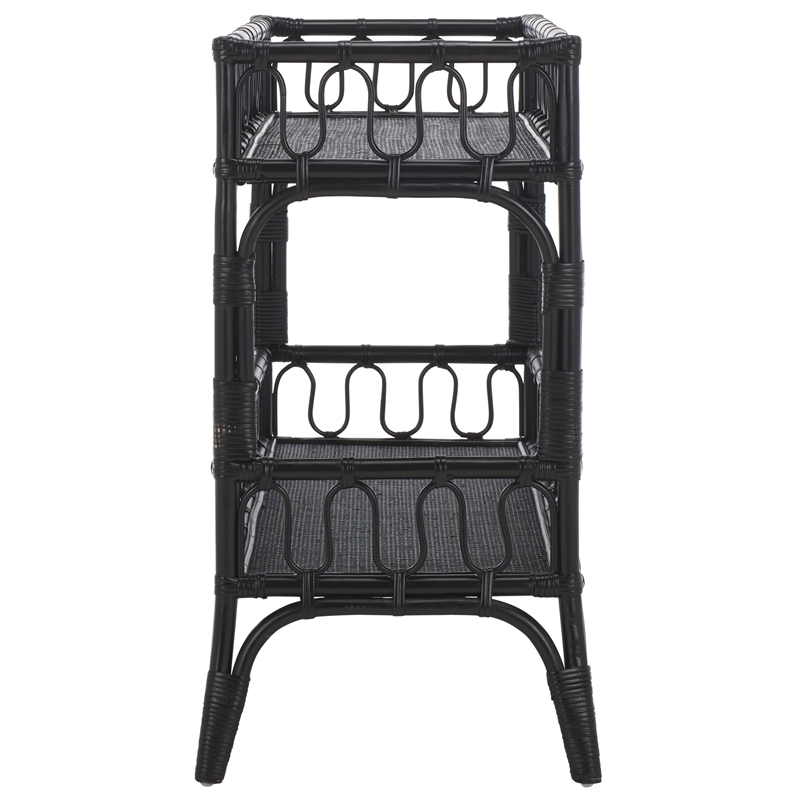 Safavieh Isaiah Rattan 2 Tier Storage Unit in Black