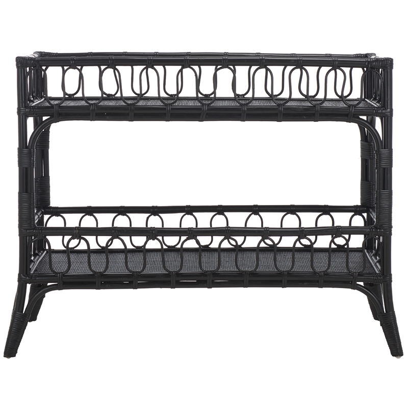 Safavieh Isaiah Rattan 2 Tier Storage Unit in Black
