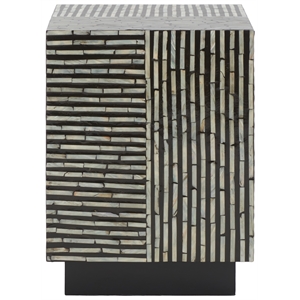 Safavieh Hamza Square Wood Stool in Multi-Color/ Black