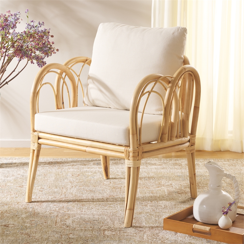 Safavieh Coralie Accent Chair with Cotton Cushion in White / Natural