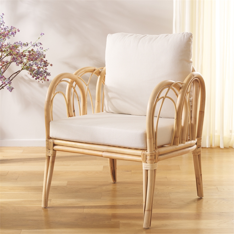 Safavieh Coralie Accent Chair with Cotton Cushion in White / Natural