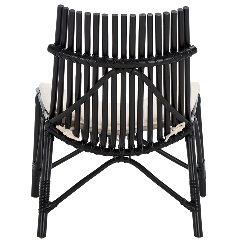 Safavieh Eisley Rattan Accent Chair with Cotton Cushion in White / Black