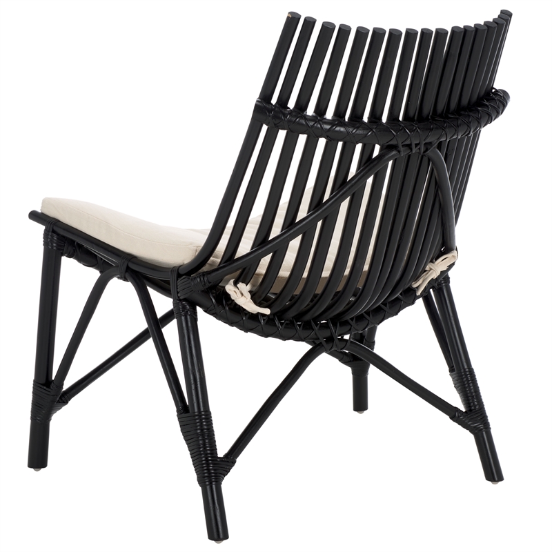 Safavieh Eisley Rattan Accent Chair with Cotton Cushion in White / Black