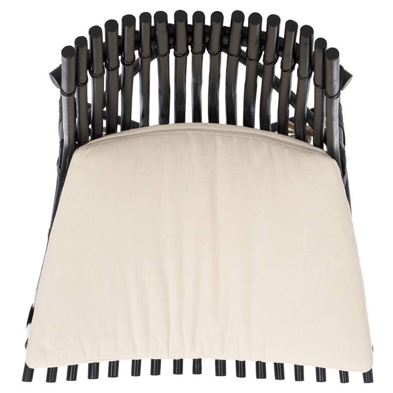 Safavieh Eisley Rattan Accent Chair with Cotton Cushion in White / Black