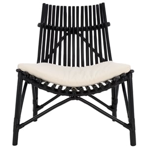 Safavieh Eisley Rattan Accent Chair with Cotton Cushion in White / Black
