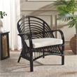 Safavieh Aragorn Rattan Accent Chair with Cotton Cushion in White / Black