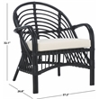 Safavieh Aragorn Rattan Accent Chair with Cotton Cushion in White / Black
