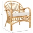 Safavieh Aragorn Rattan Accent Chair with Cotton Cushion in White / Natural