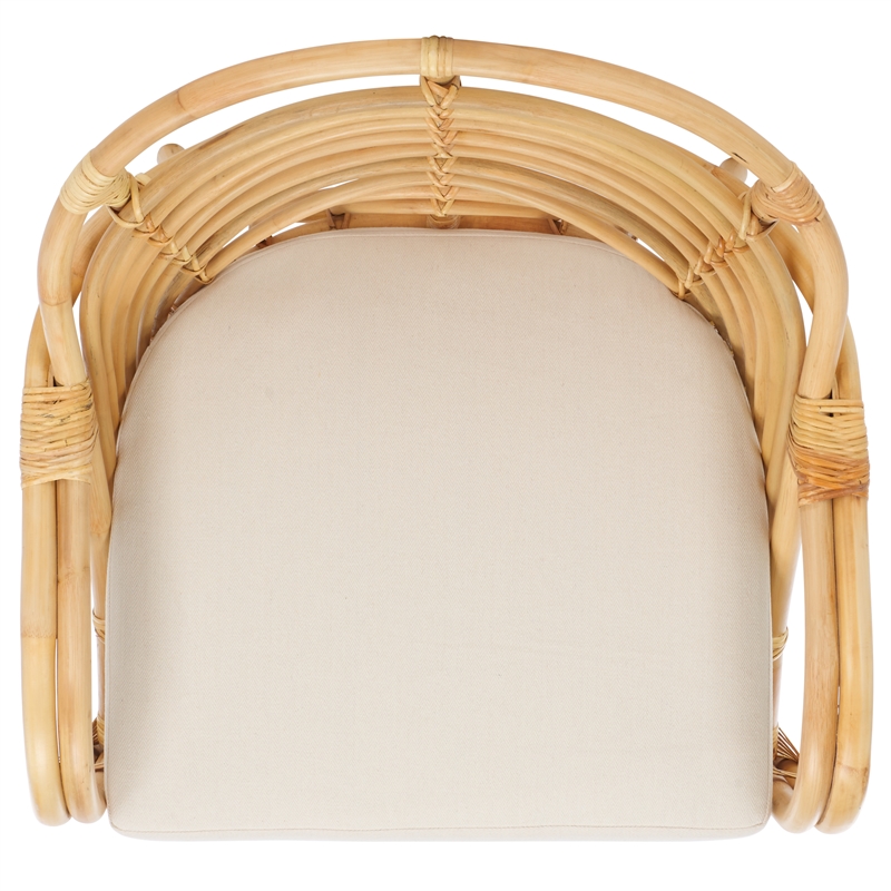 Safavieh Aragorn Rattan Accent Chair with Cotton Cushion in White / Natural