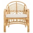 Safavieh Aragorn Rattan Accent Chair with Cotton Cushion in White / Natural