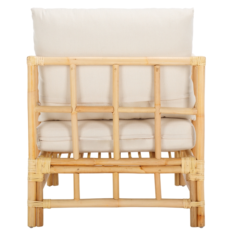 Safavieh Aisling Rattan Accent Chair with Cotton Cushion in White / Natural