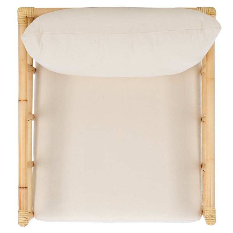 Safavieh Aisling Rattan Accent Chair with Cotton Cushion in White / Natural