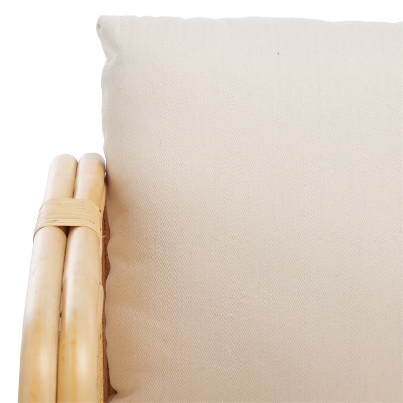 Safavieh Alybeth Rattan Accent Chair with Cotton Cushion in White / Natural