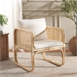 Safavieh Alybeth Rattan Accent Chair with Cotton Cushion in White / Natural