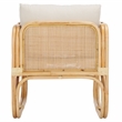 Safavieh Alybeth Rattan Accent Chair with Cotton Cushion in White / Natural