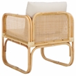Safavieh Alybeth Rattan Accent Chair with Cotton Cushion in White / Natural